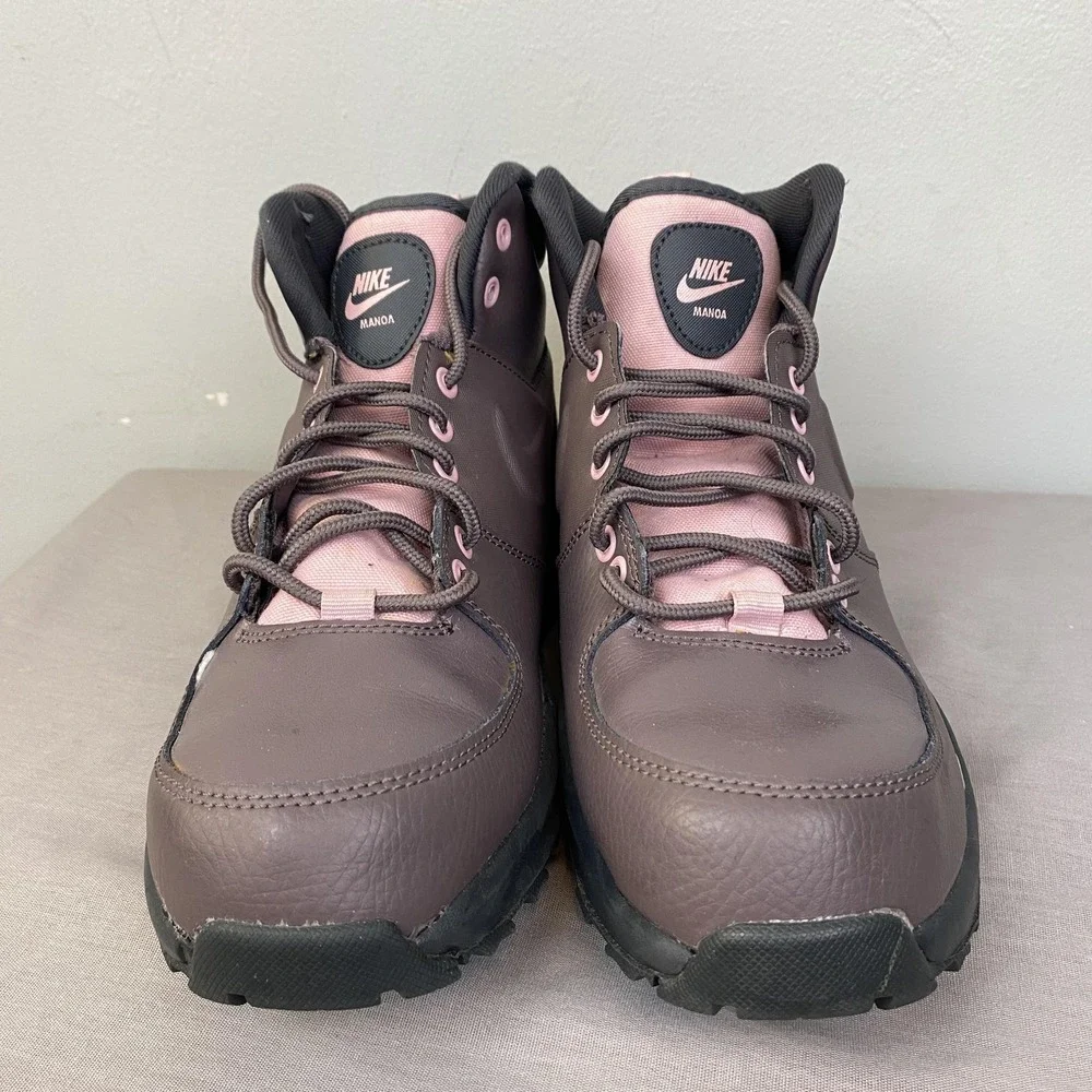 Nike Manoa Boots Youth Size 7Y Brown Pink Leather Hiking‎ Outdoor BQ5372-200